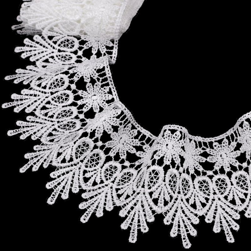 GXTIZAS White Lace Trim 5 Yards Wide Venise Lace Ribbon Embroidered Edge Trim for Sewing Crafts Pillow Case - Image 1